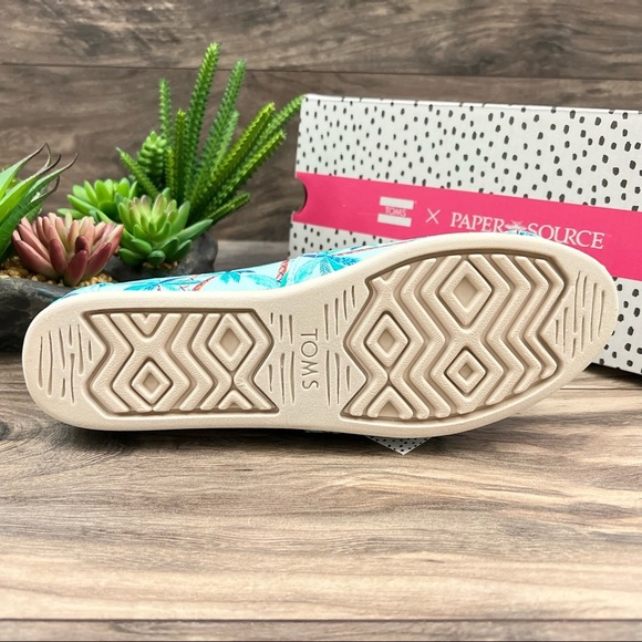 NIB Toms Alpargata Loafer Flats Soft Blue Paper Source Palm Trees Print 8 - Picture 7 of 11
